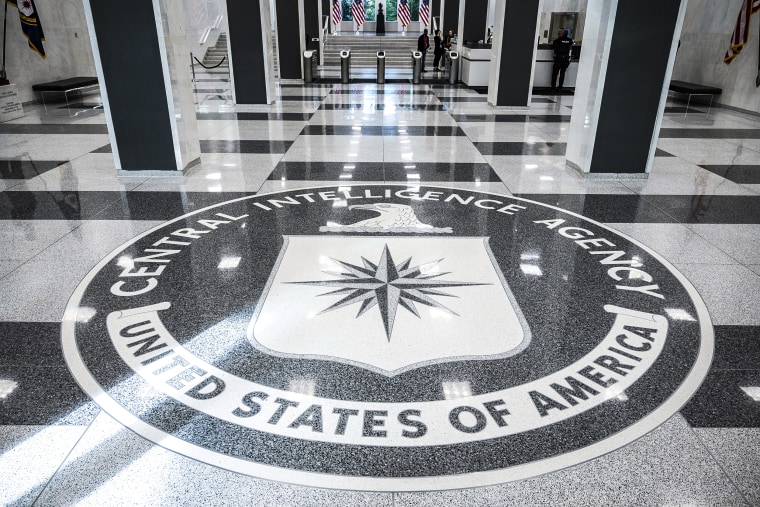 The seal of Central Intelligence Agency in the lobby the headquarters building in Langley, Va., on Sept. 24, 2022.